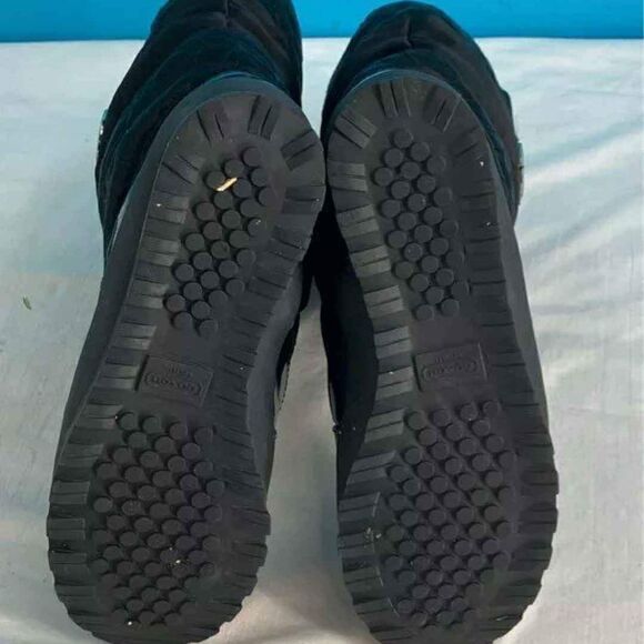 COACH Designer Women's Black Drexel Zip Side Rain Snow Boots Size 9.5B - Picture 6 of 7